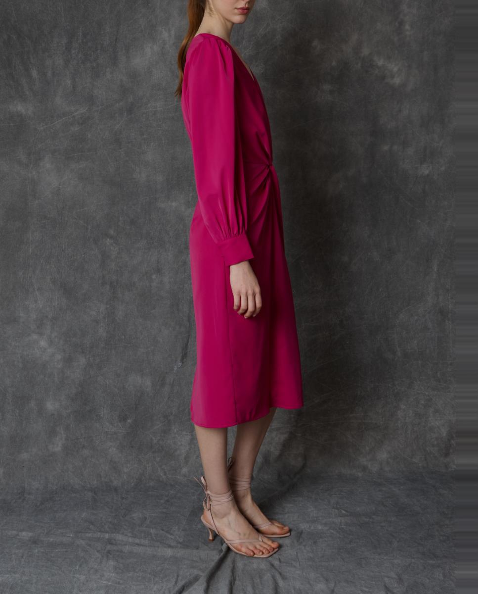 Vestido comprido liso Rosa-4