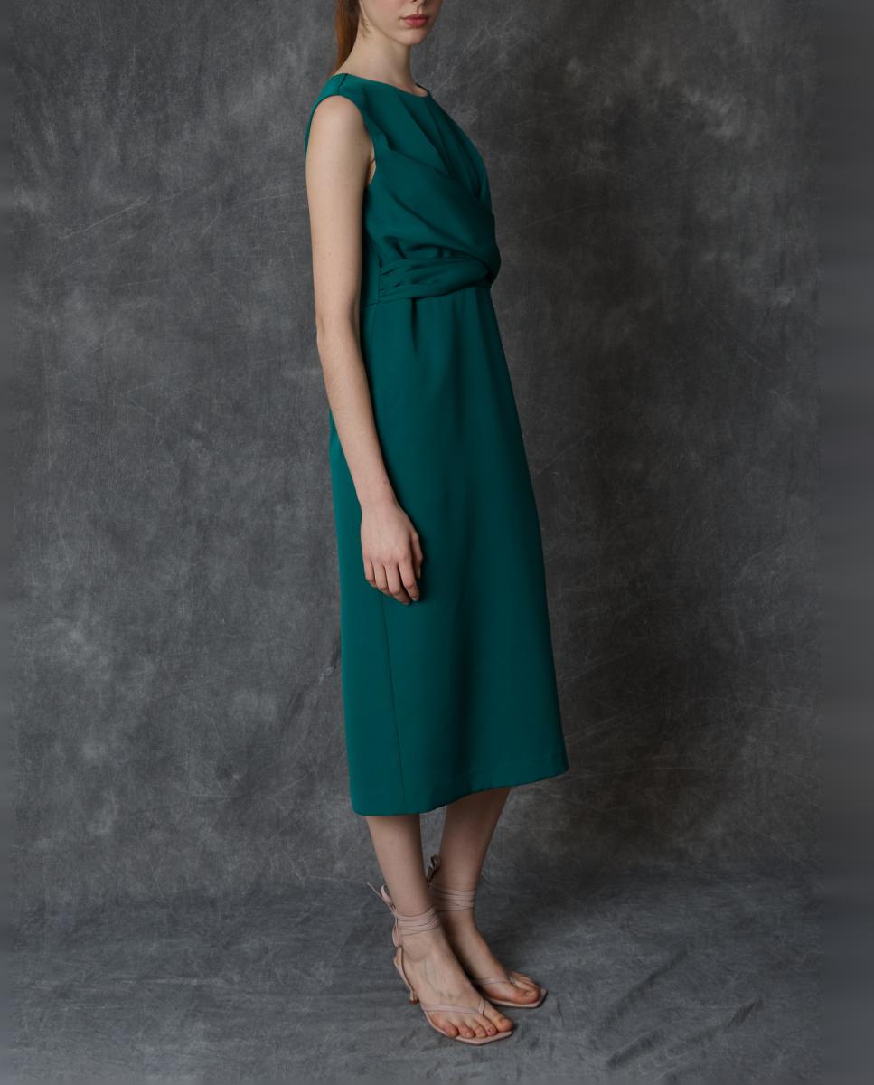 Vestido comprido liso Verde-2