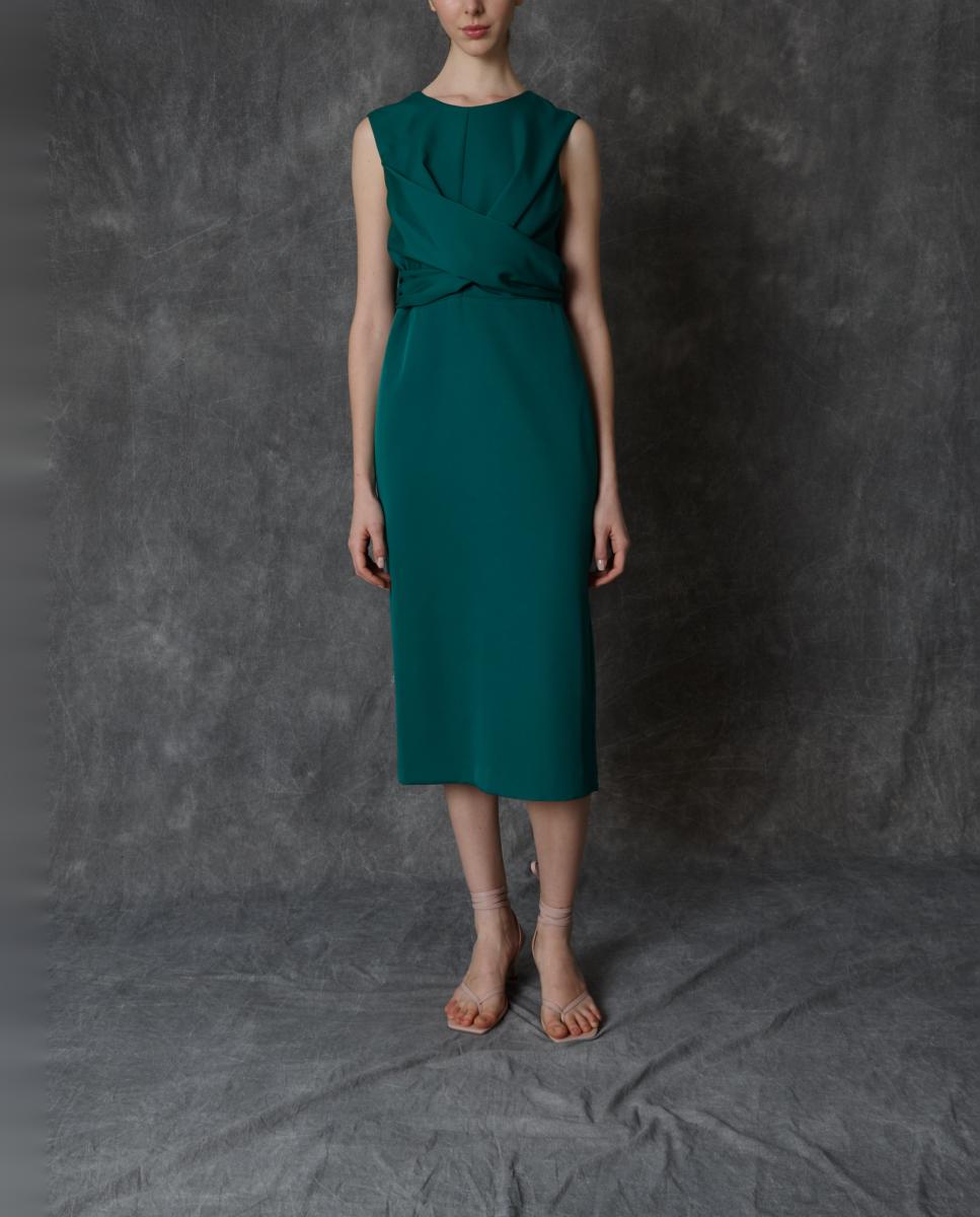 Vestido comprido liso Verde-3