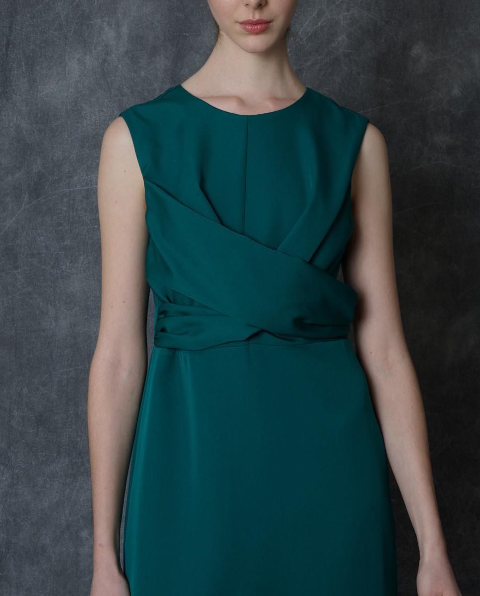 Vestido comprido liso Verde-4