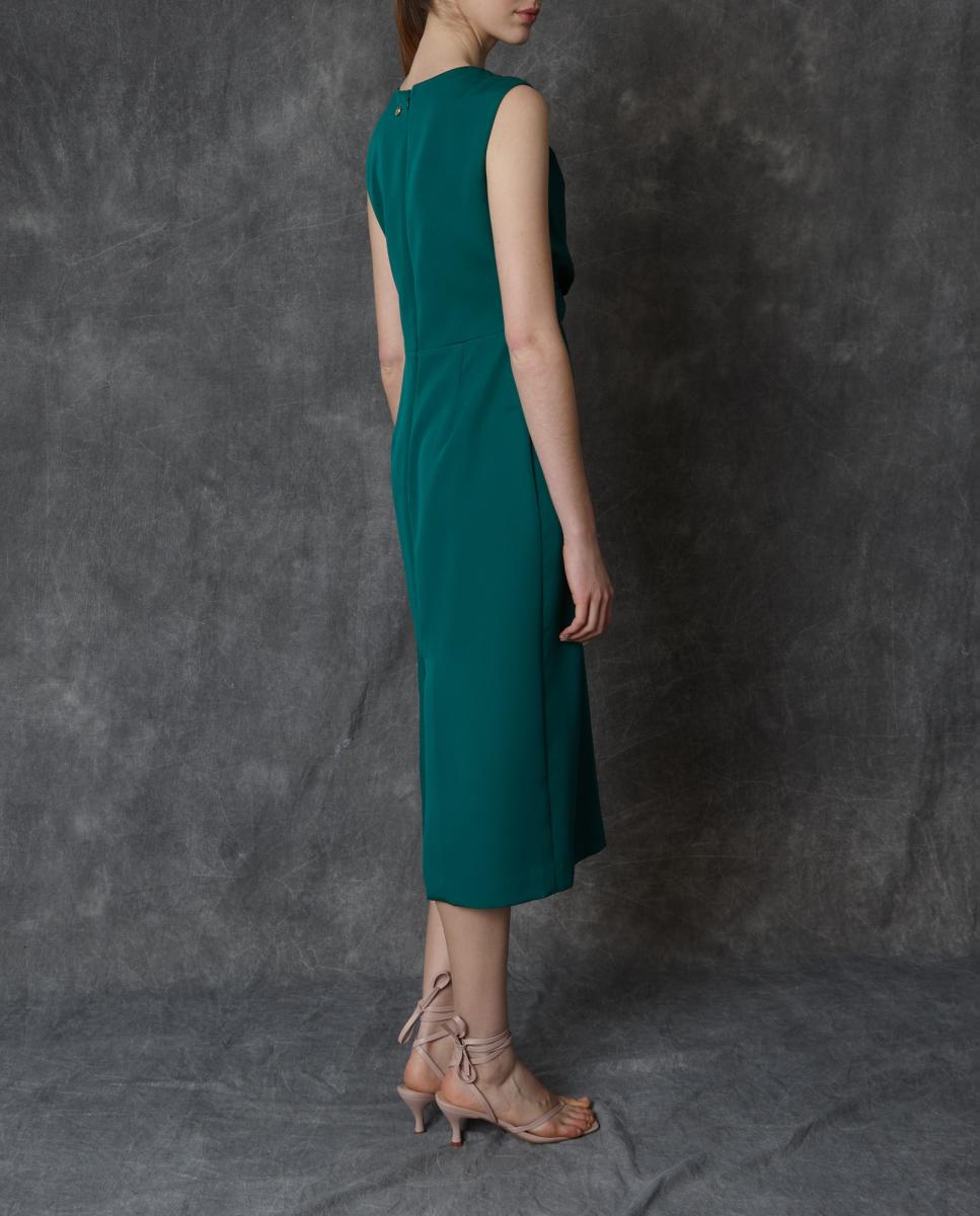 Vestido comprido liso Verde-5