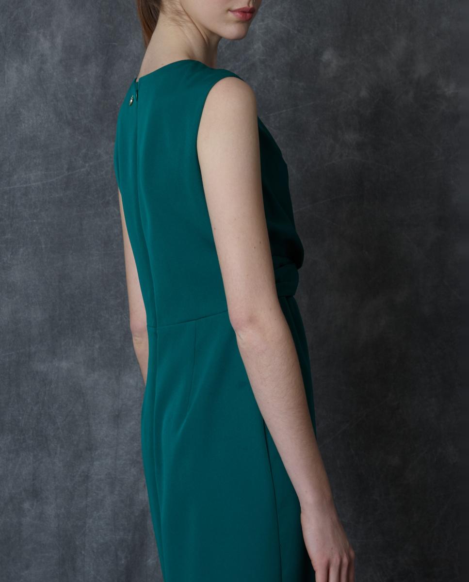 Vestido comprido liso Verde-6