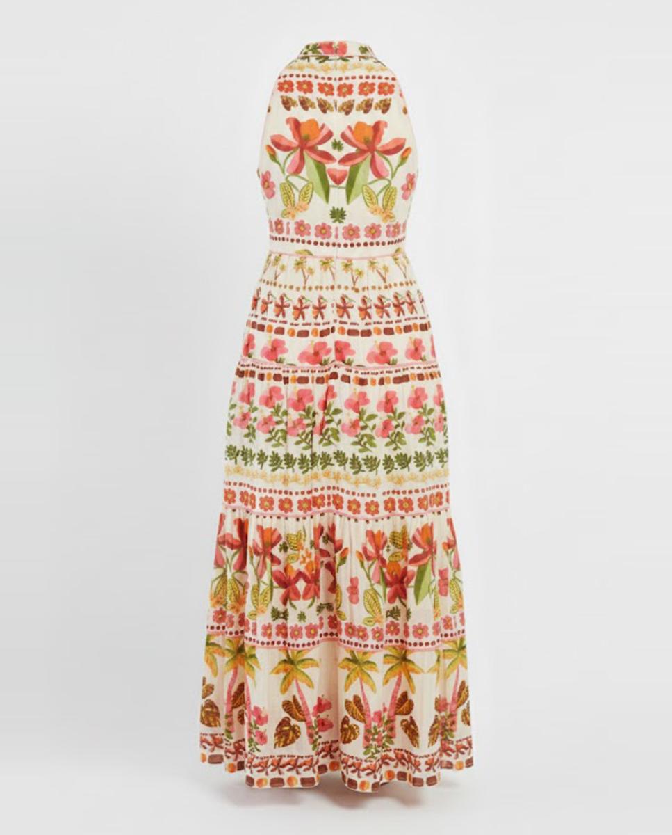 Vestido Comprido com Gola Halter e sem Mangas Cru-7