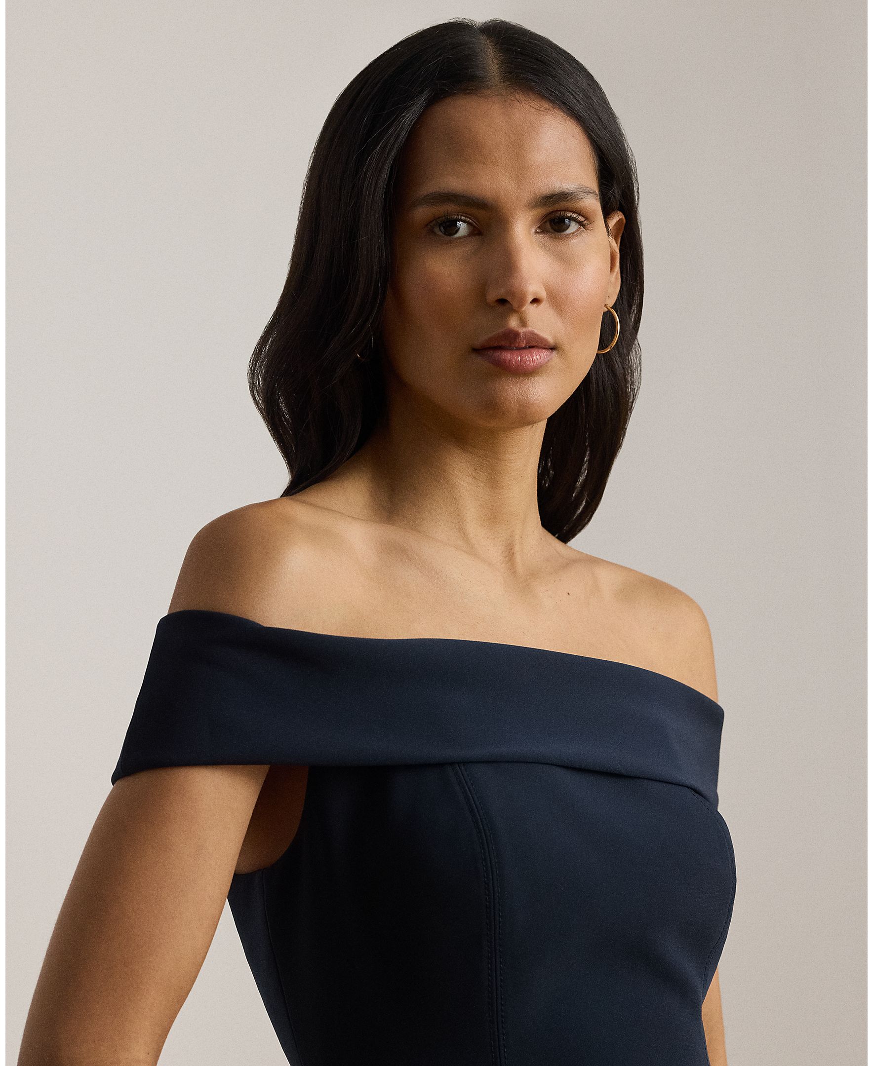 Vestido Midi de Cocktail com Ombros Descobertos Azul-marinho-5