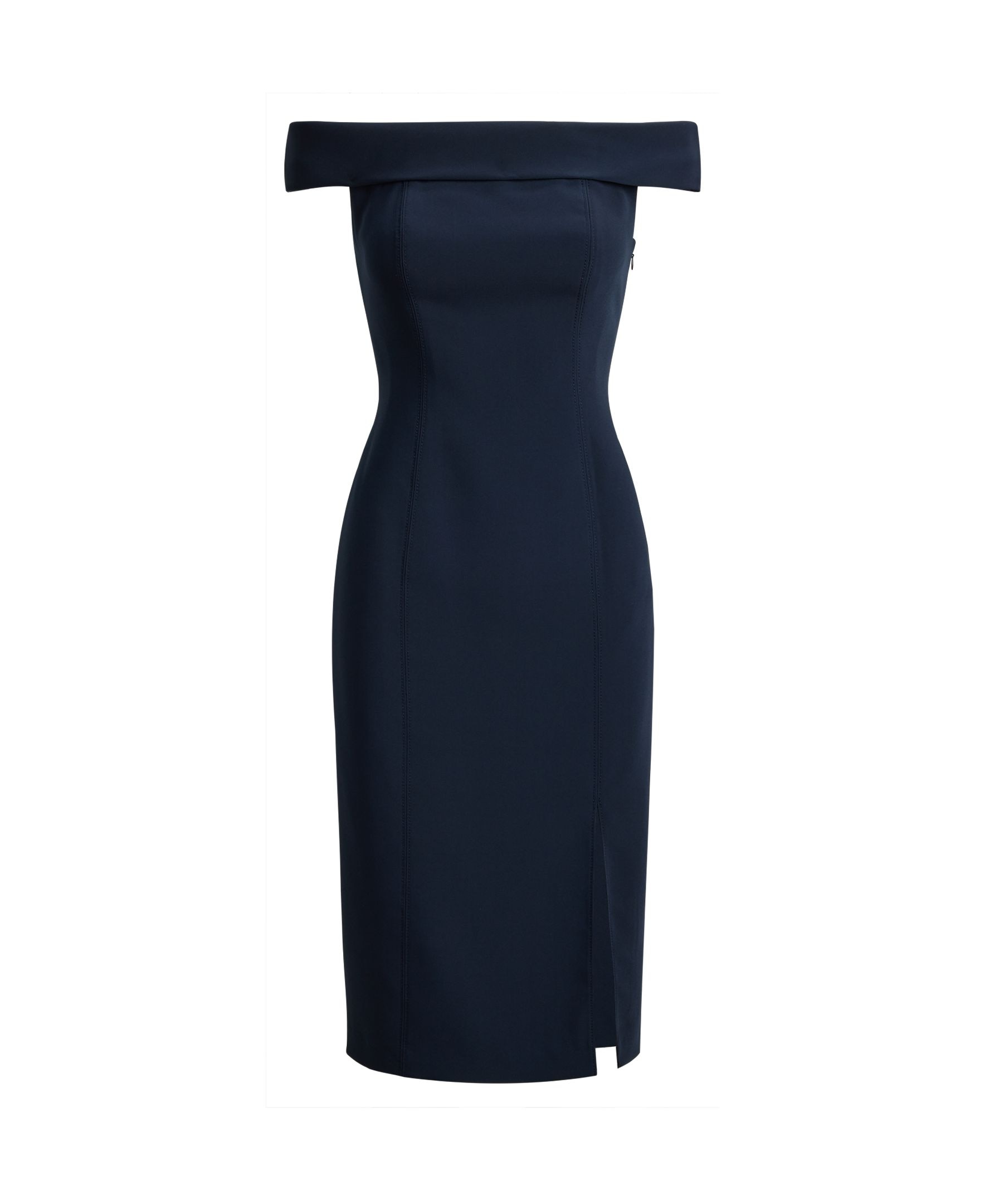 Vestido Midi de Cocktail com Ombros Descobertos Azul-marinho-6