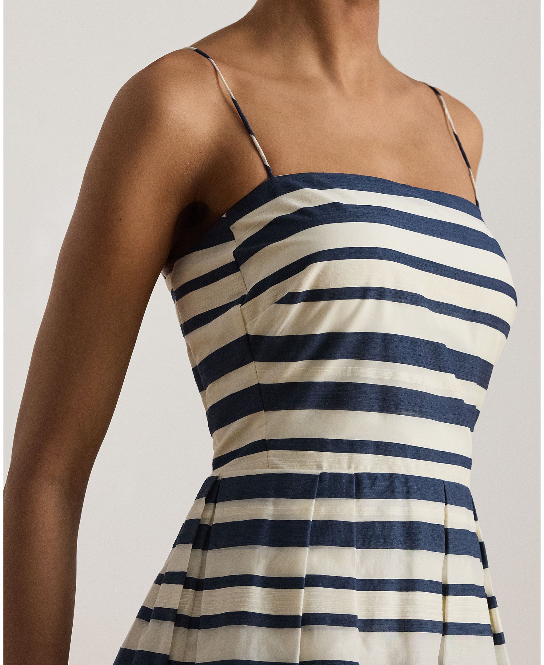 Vestido midi de alças com estampado Azul / Bege-4