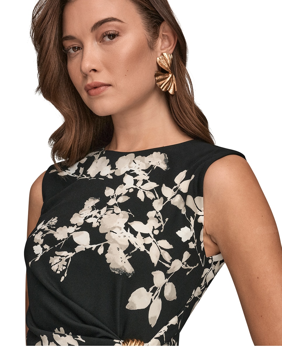 Vestido com estampado floral Preto-3