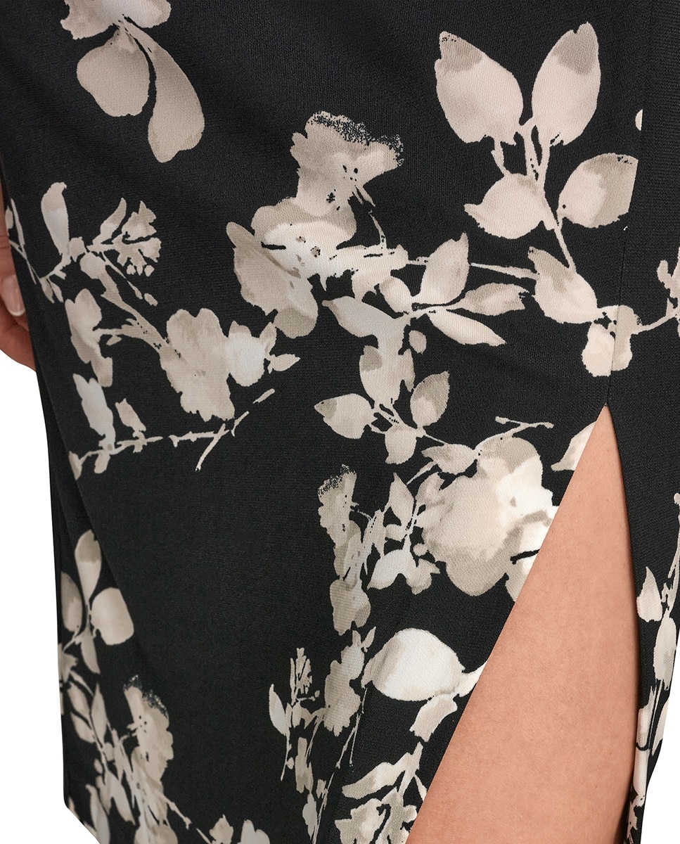 Vestido com estampado floral Preto-8