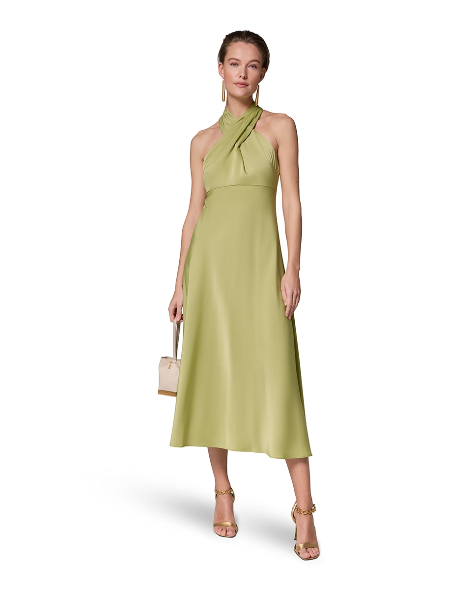 Vestido de Gola Halter Verde-claro-4