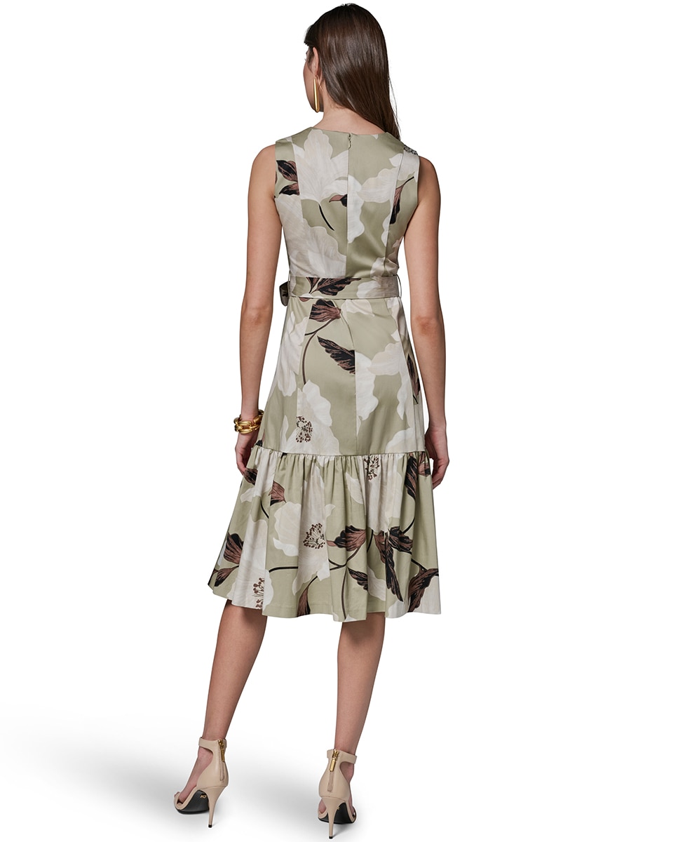 Vestido com estampado floral Verde Água-2