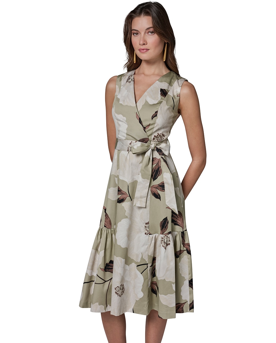 Vestido com estampado floral Verde Água-3