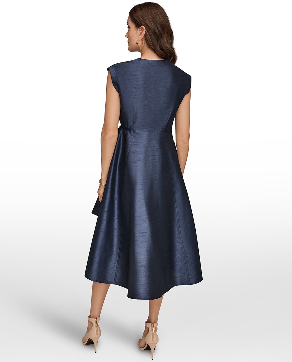 Vestido com Decote em Bico Azul-marinho-2