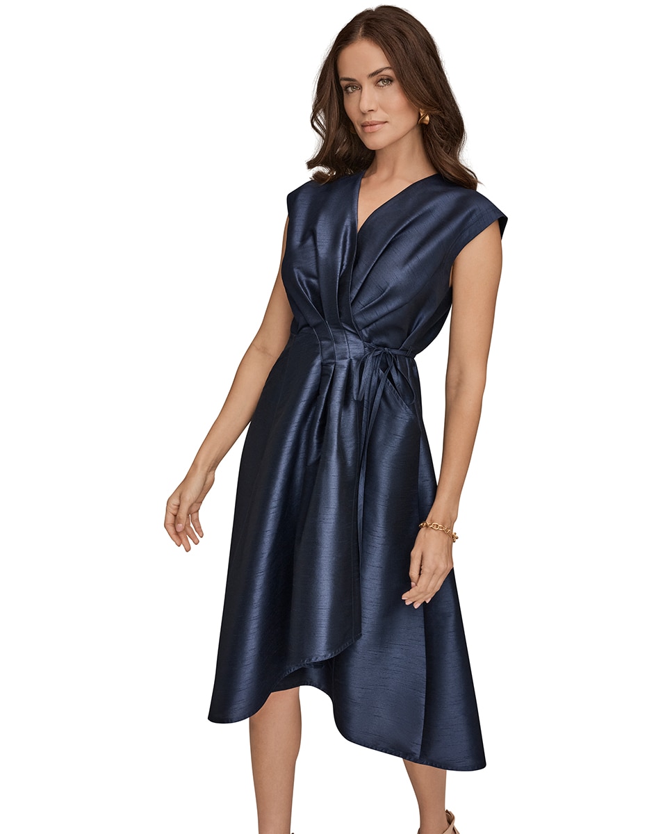 Vestido com Decote em Bico Azul-marinho-3