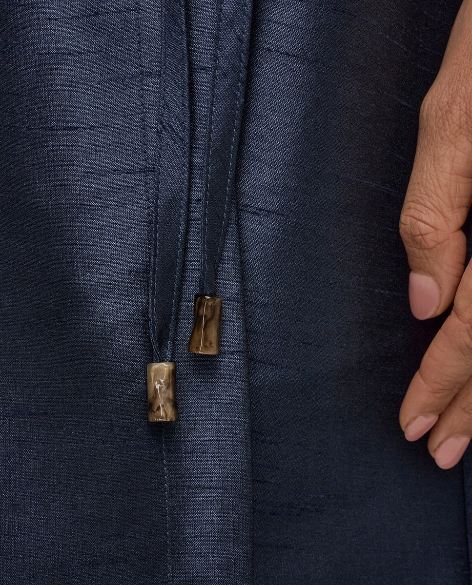 Vestido com Decote em Bico Azul-marinho-5
