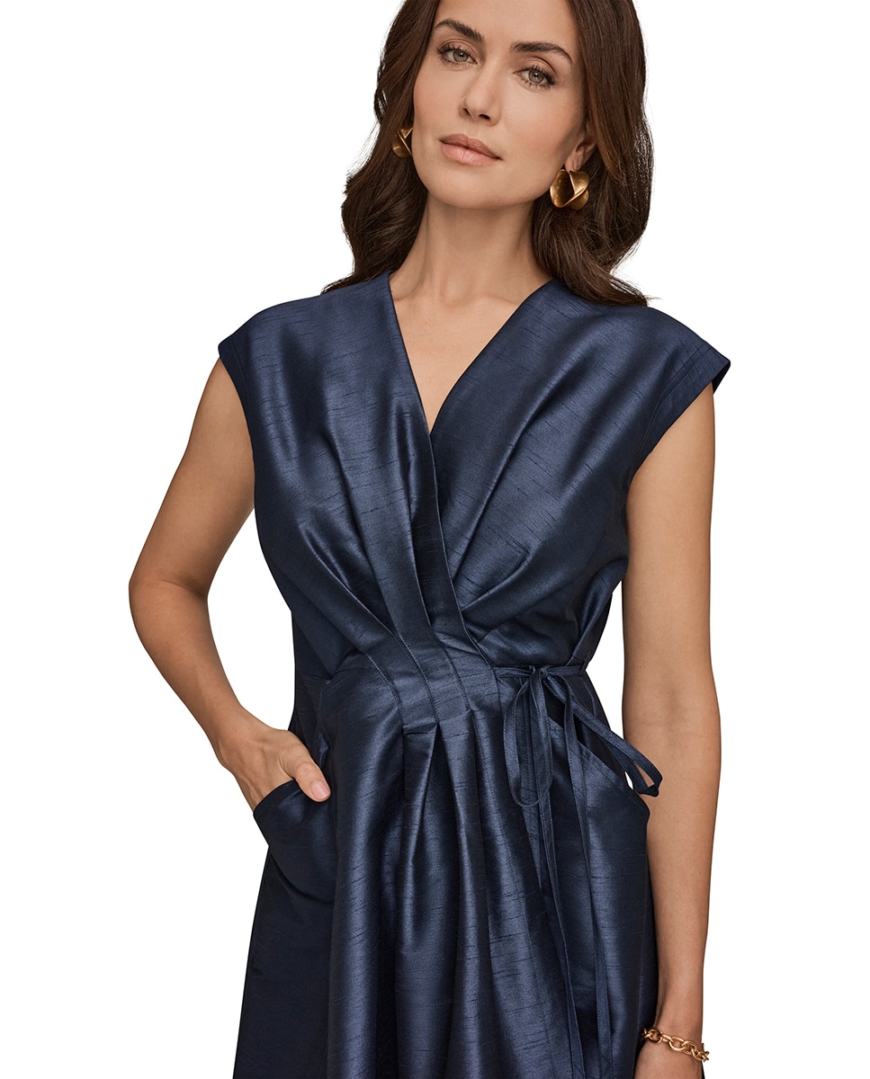 Vestido com Decote em Bico Azul-marinho-6