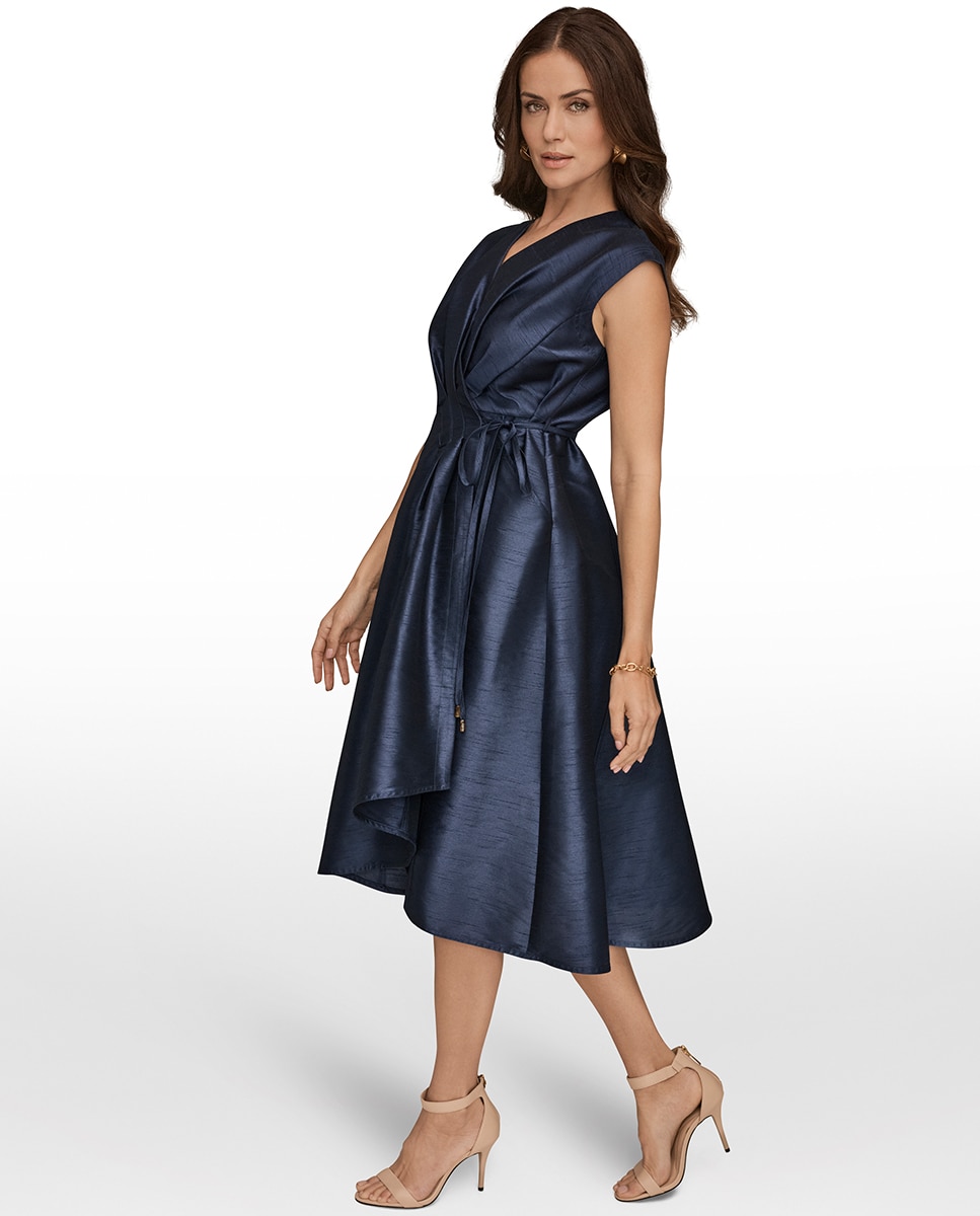 Vestido com Decote em Bico Azul-marinho-7