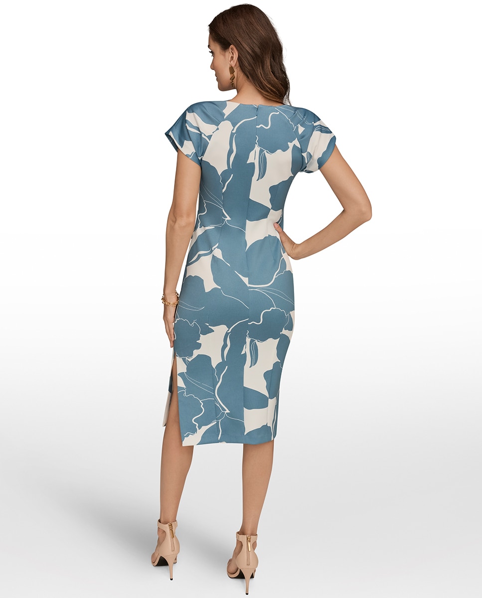 Vestido midi com estampado Azul-claro-2