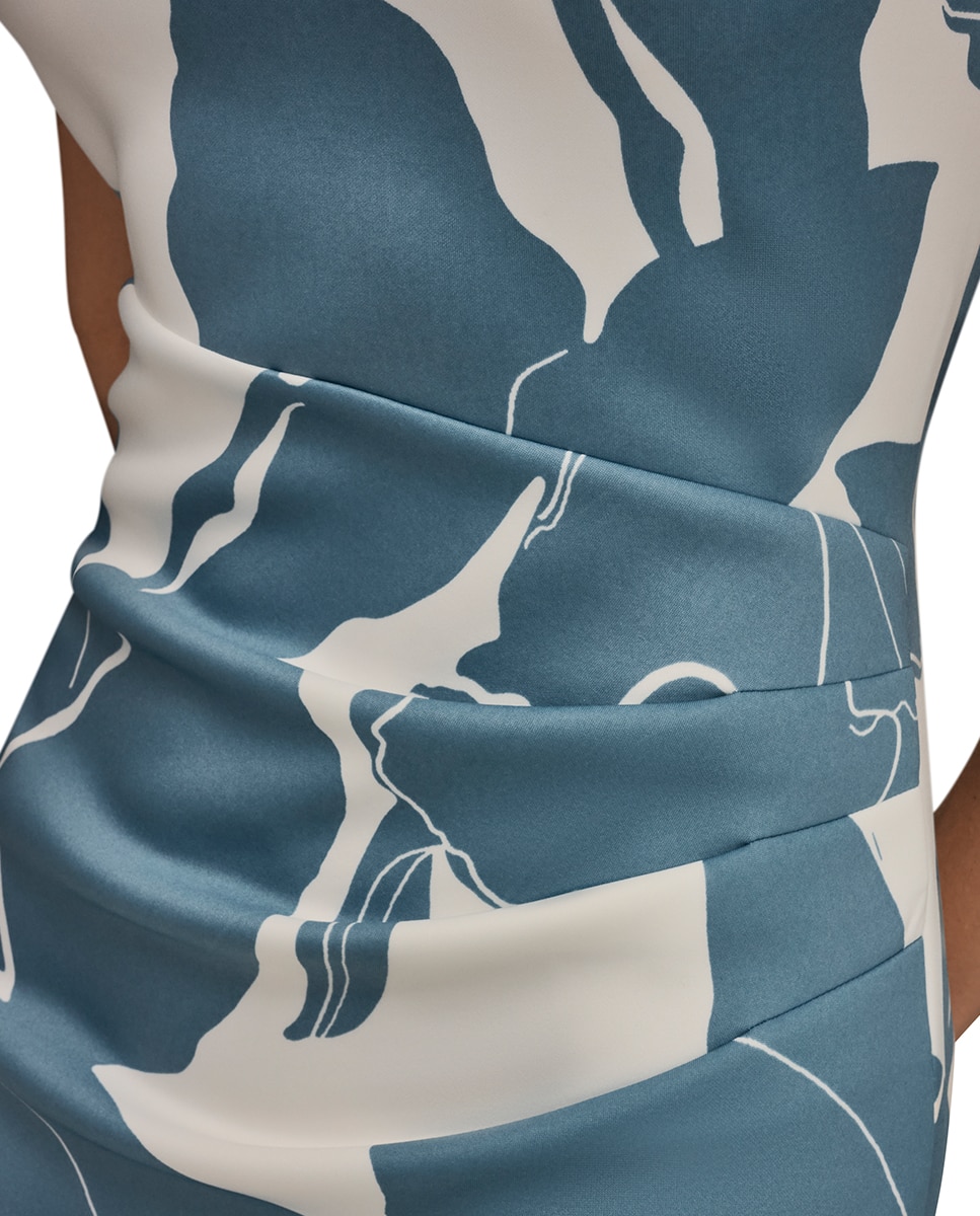 Vestido midi com estampado Azul-claro-5
