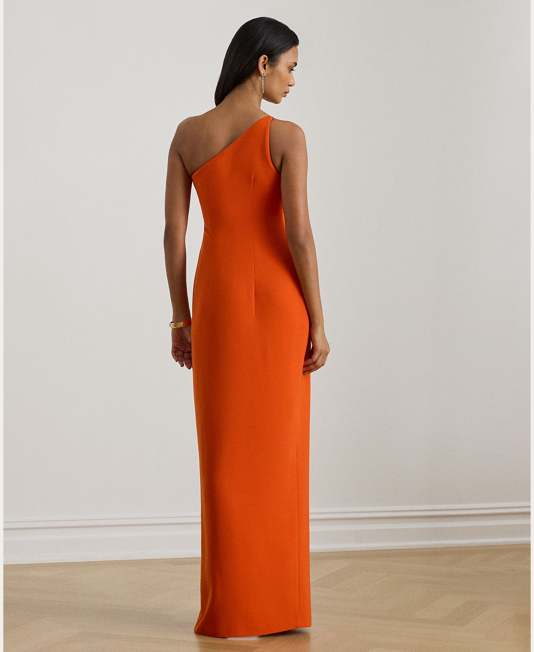 Vestido comprido assimétrico Laranja-2
