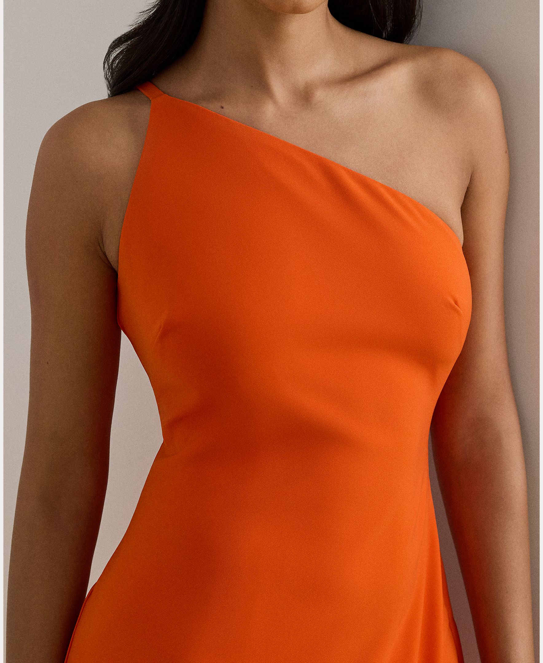 Vestido comprido assimétrico Laranja-3
