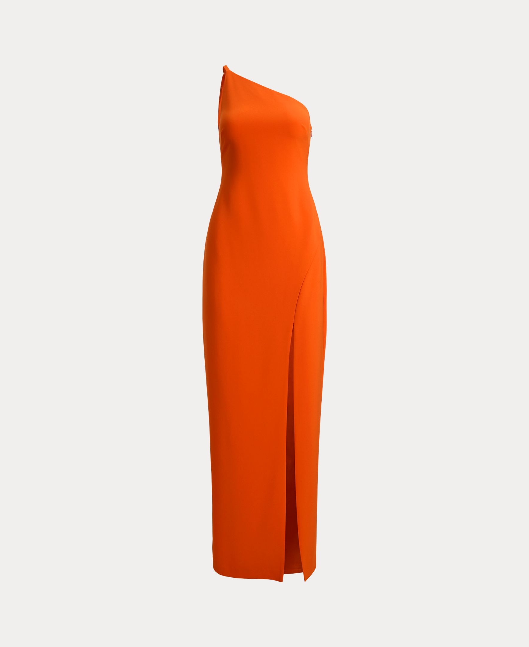 Vestido comprido assimétrico Laranja-5