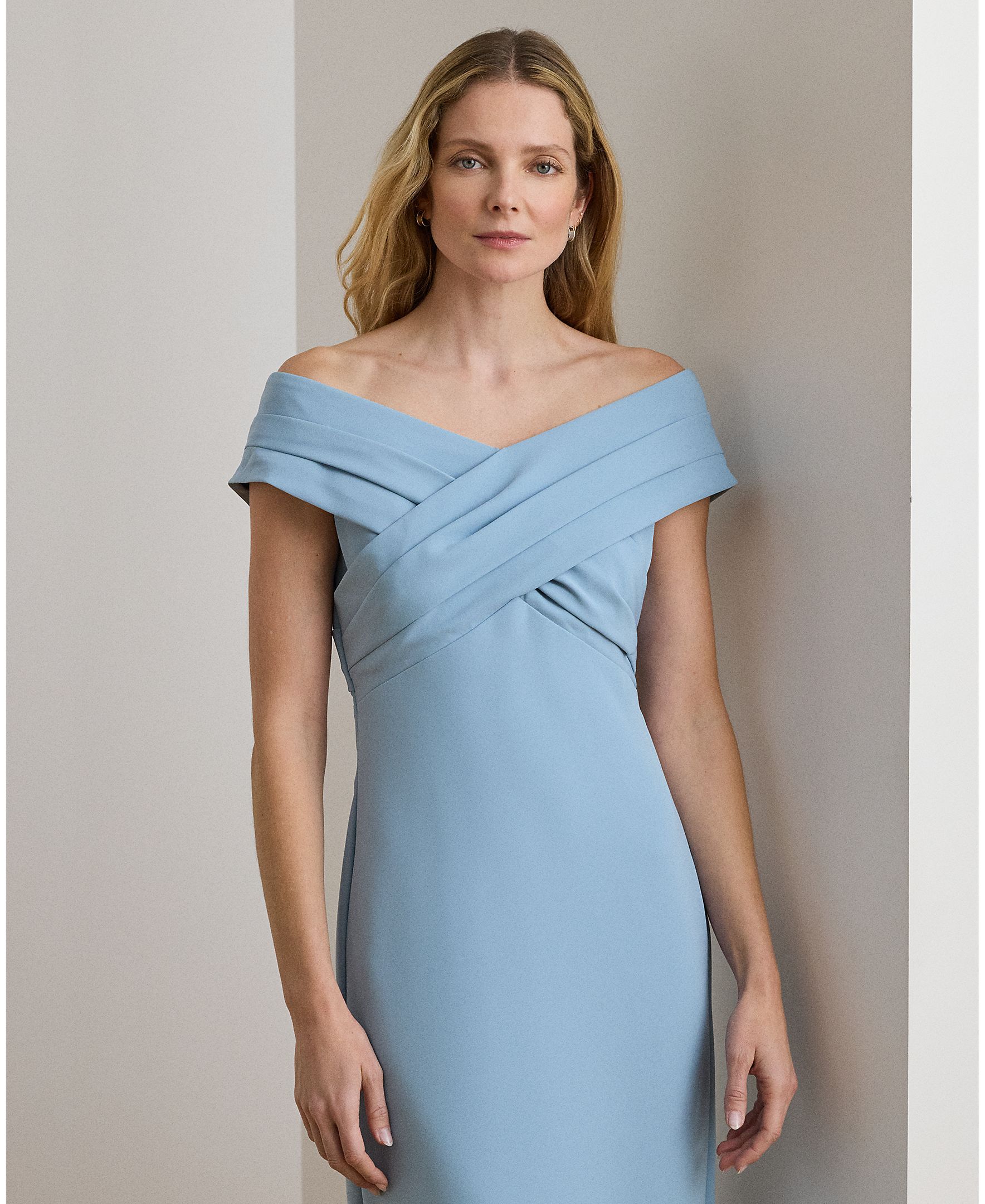 Vestido comprido de crepe Céu-4