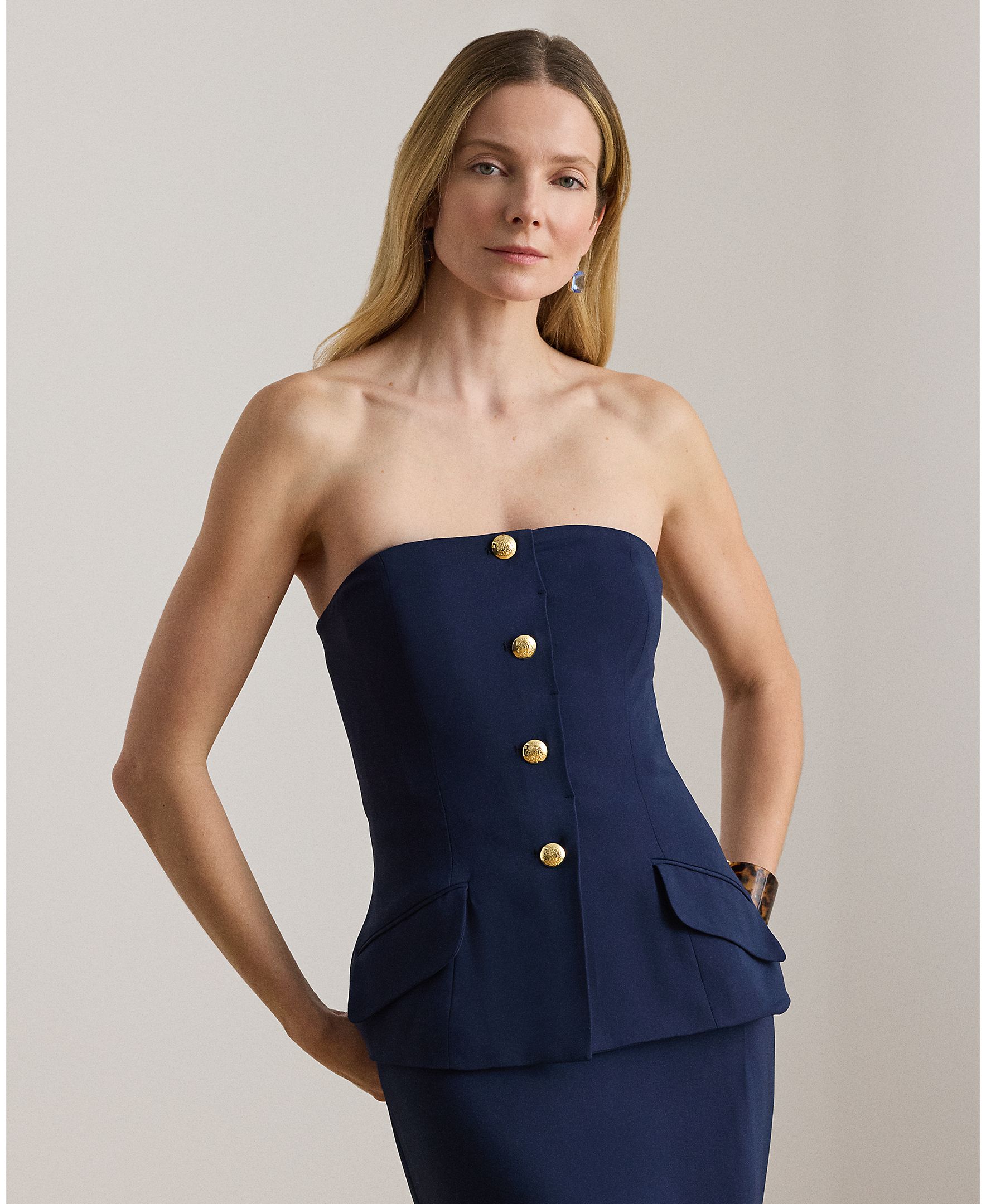 Vestido Comprido com Peplum Azul-marinho-3