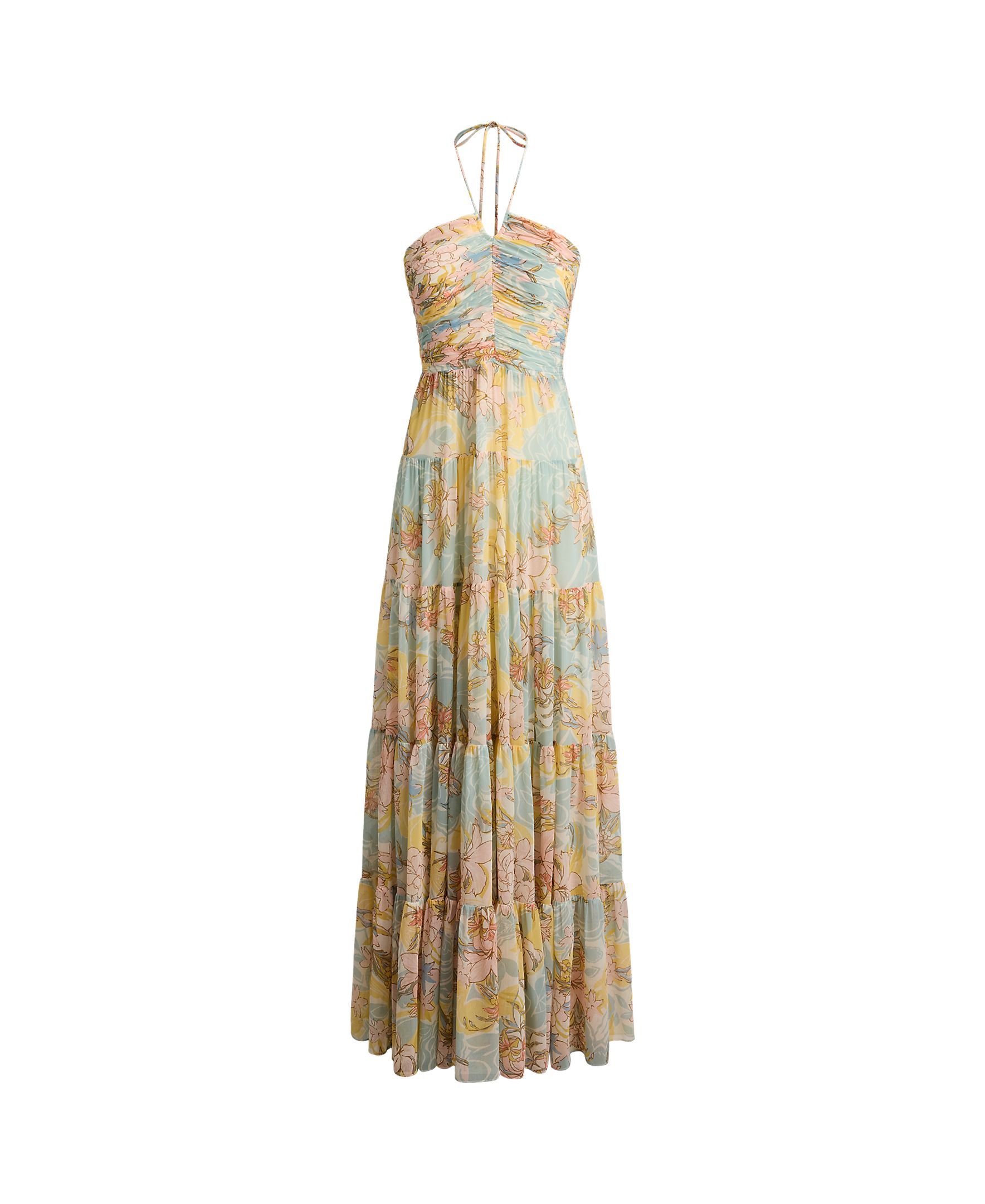 Vestido Comprido com Decote Caicai e Estampado Multicolor-5