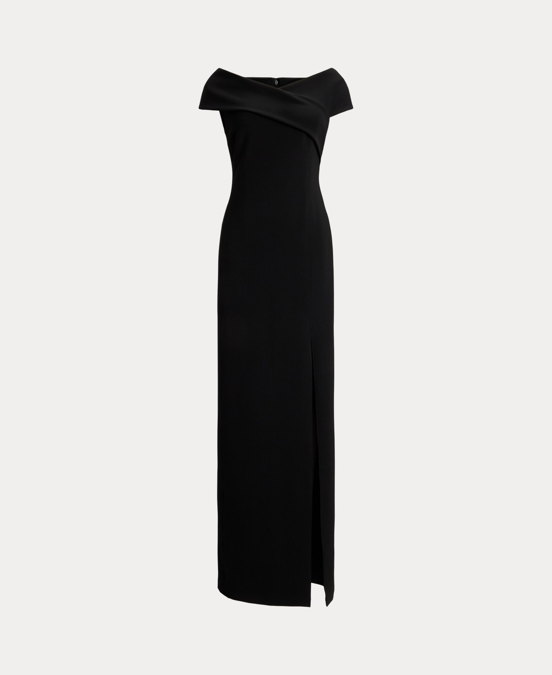 Vestido Comprido de Corte Direito com Ombros Descobertos Preto-6