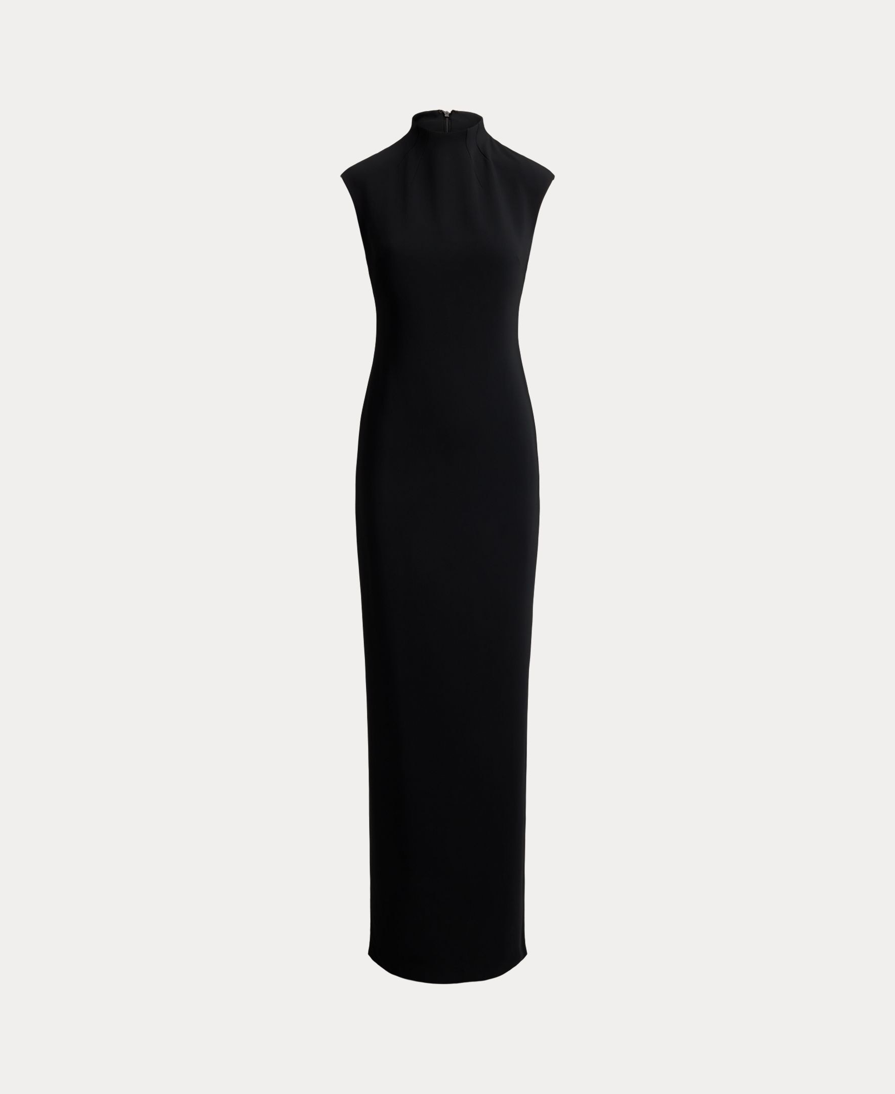 Vestido Comprido Acetinado com Gola Semicisne Preto-6