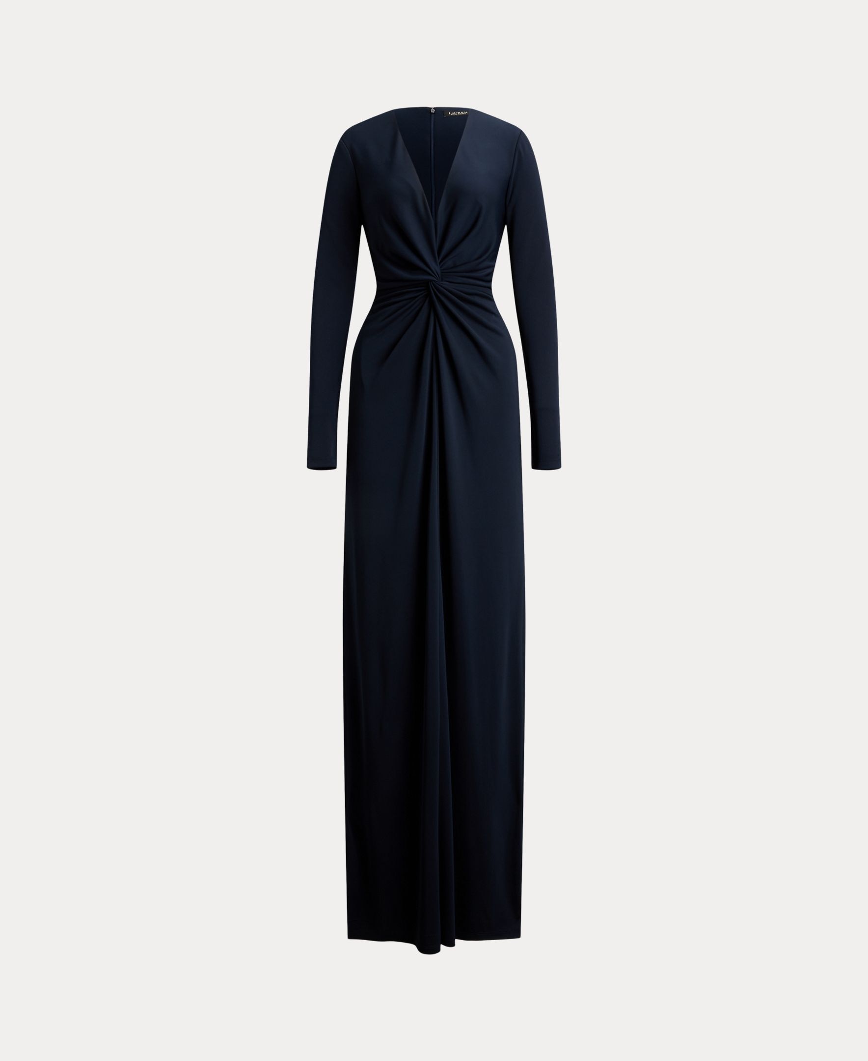 Vestido Comprido com Nó na Cintura Azul-marinho-6