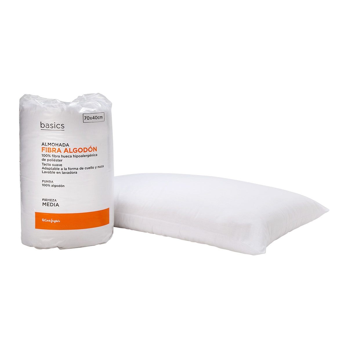 Almohada Fibra Algodón Basics El Corte Inglés Blanco-2