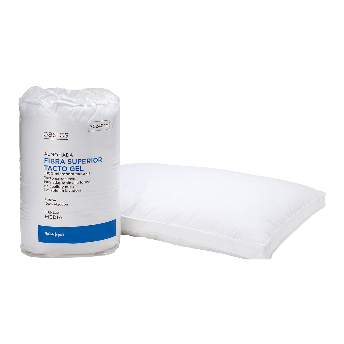 Almohada Fibra Superior Tacto Gel Basics El Corte Inglés Blanco-2