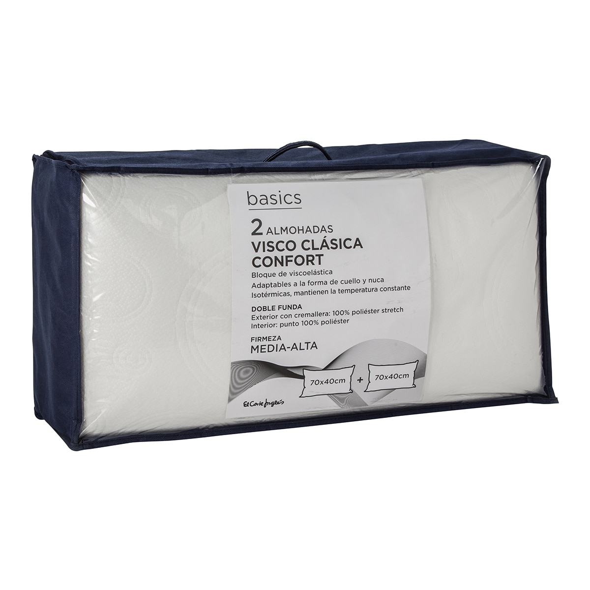 Pack de 2 almohadas Visco Pack Basics El Corte Inglés Blanco-3