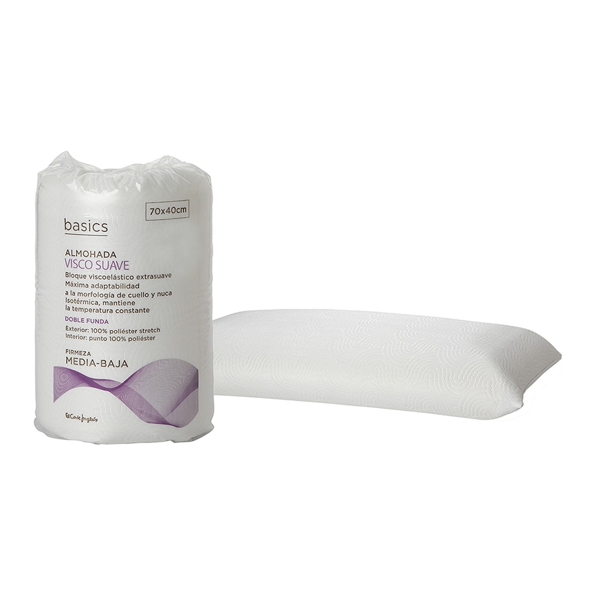Almohada de Visco Suave Basics El Corte Inglés Blanco-2