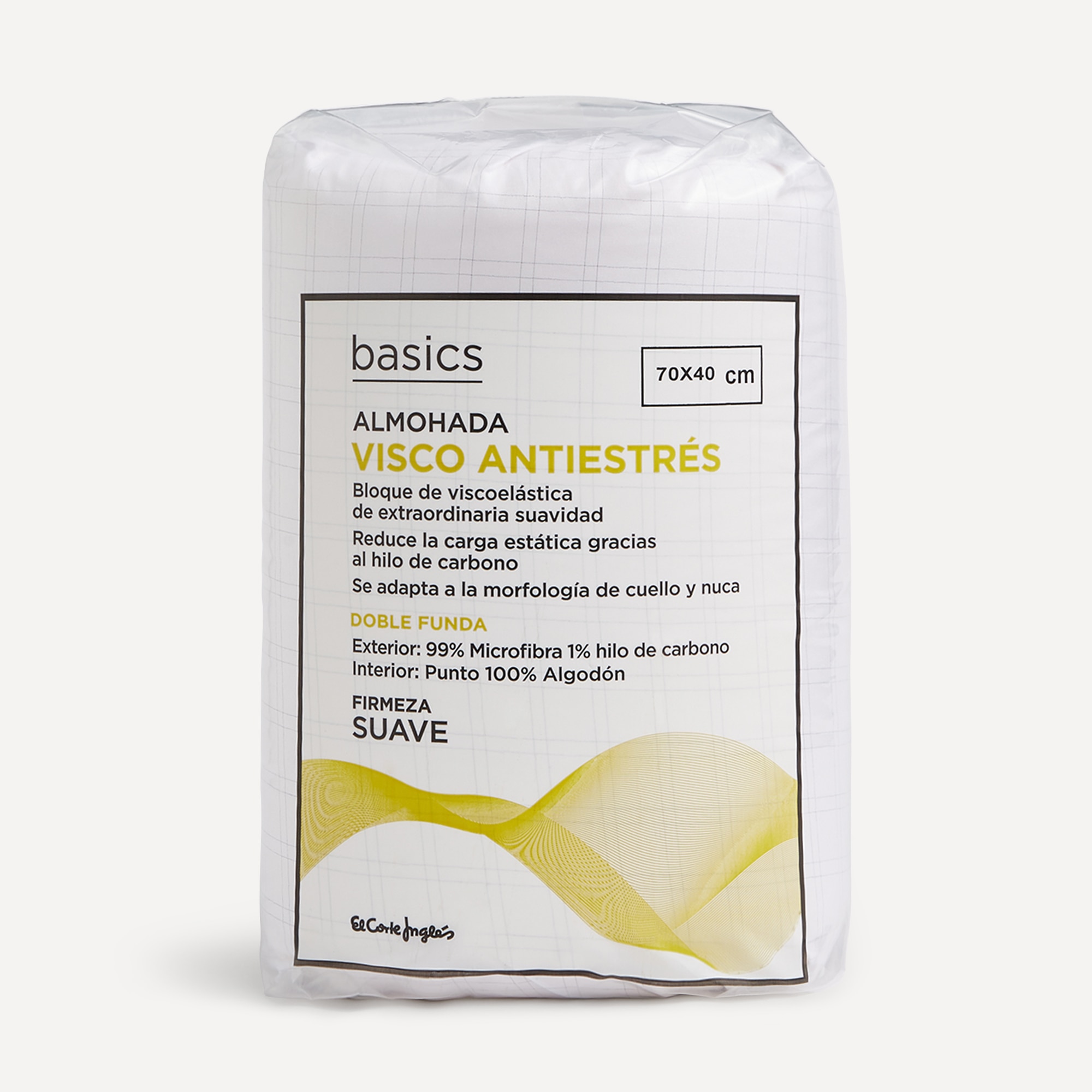 Almohada viscoelástica Antiestrés Basics El Corte Inglés Blanco-7
