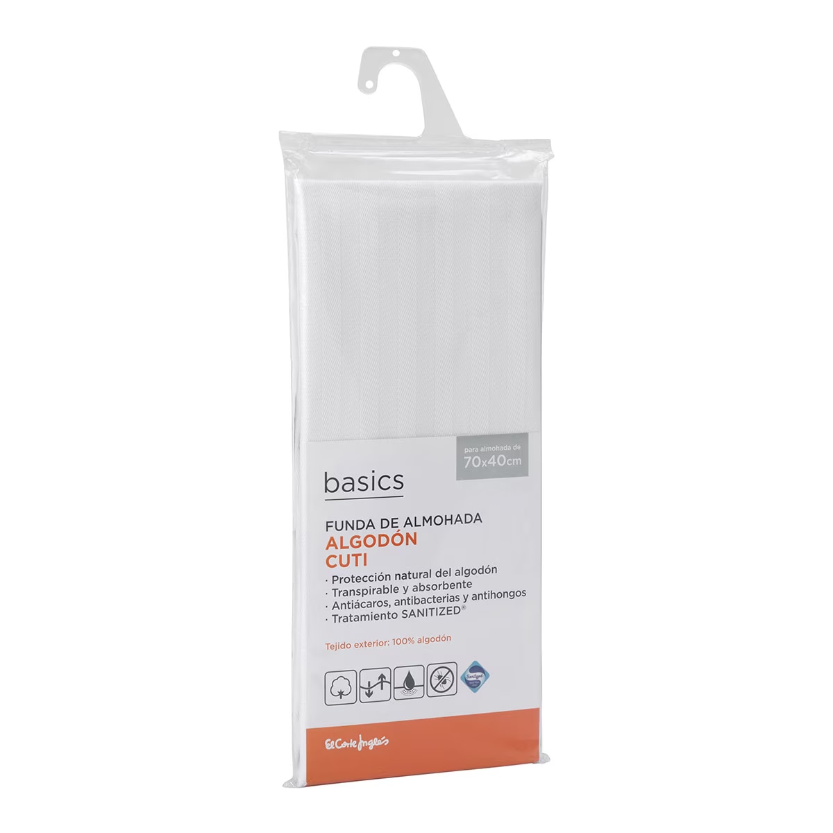 Funda protectora de almohada Algodón Cutí Basics El Corte Inglés Blanco-3