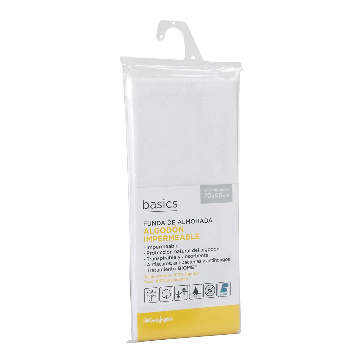 Funda protectora de almohada Algodón Impermeable Basics El Corte Inglés Blanco-3