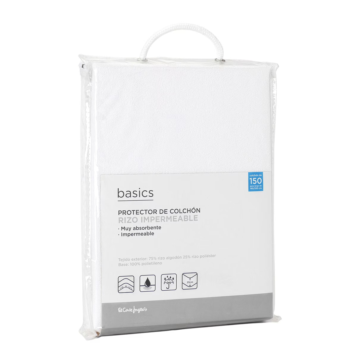 Protector de colchón Rizo Impermeable Basics El Corte Inlgés Blanco-3