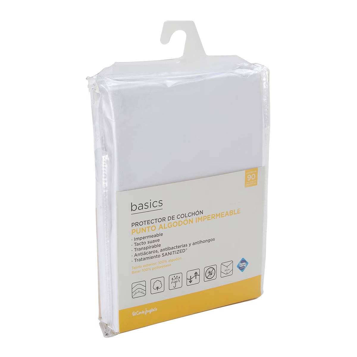 Protector de colchón Punto Algodón Impermeable Basics El Corte Inglés Blanco-3