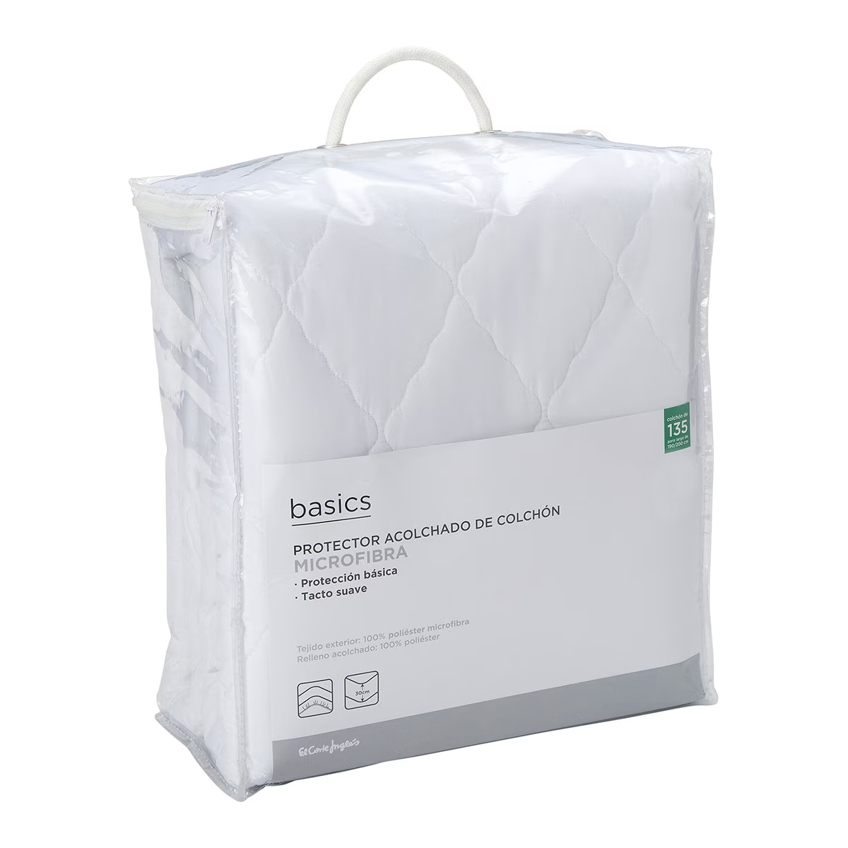 Protector acolchado Microfibra Basics El Corte Inglés Blanco-3