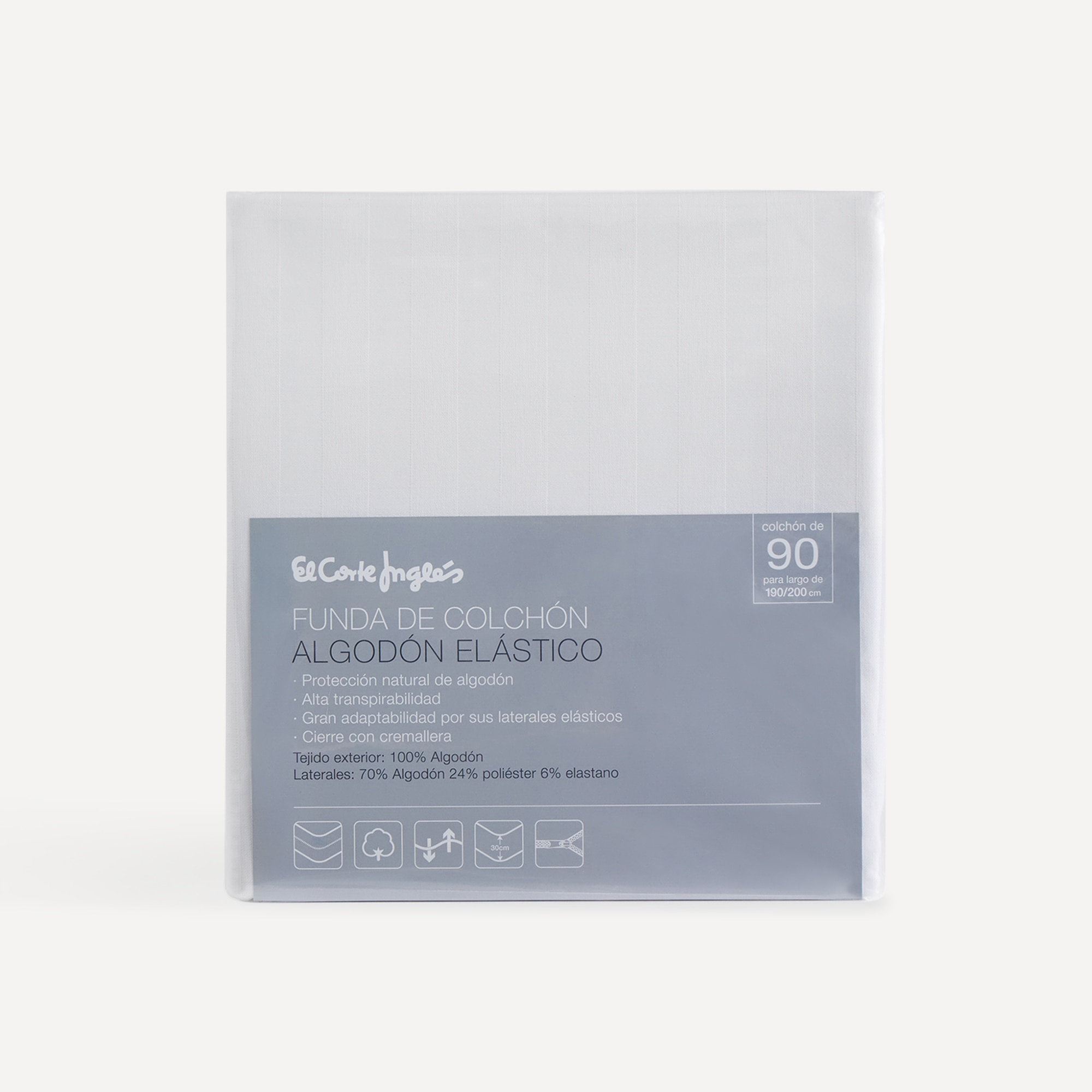 Capa de colchão Algodão Elástico El Corte Inglés Branco-4