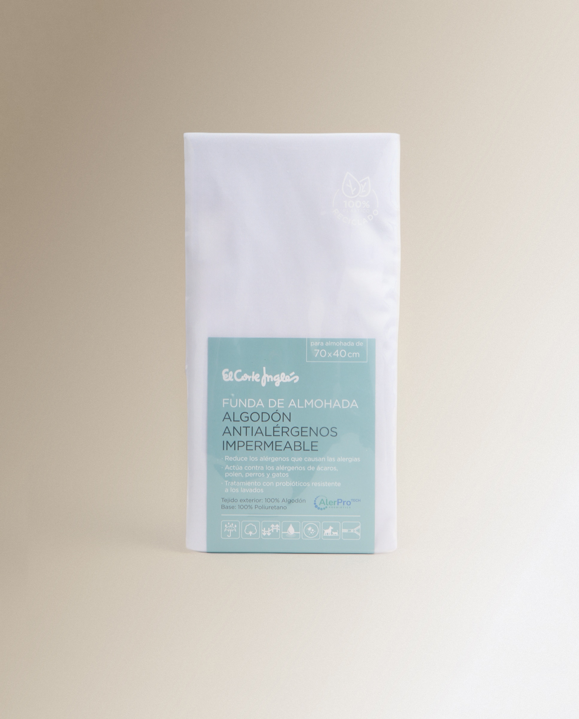 Funda protectora de almohada algodón Antialérgenos - Blanco 40 x 150 cm Blanco-4