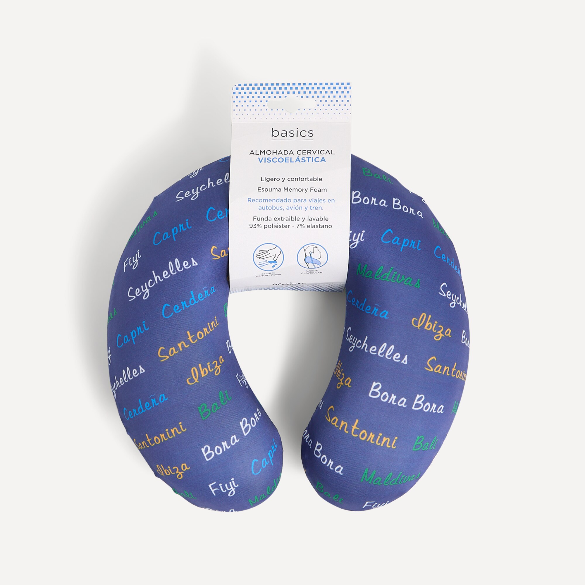 Collarín de viaje viscoelástica Islas Basics El Corte Inglés Azul oscuro-3