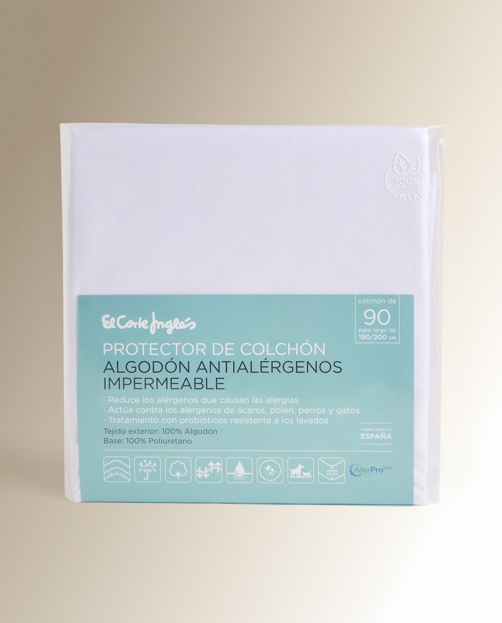 Protector de colchón impermeable Antialérgenos - Blanco Cama 180 x 190/200 cm Blanco-4