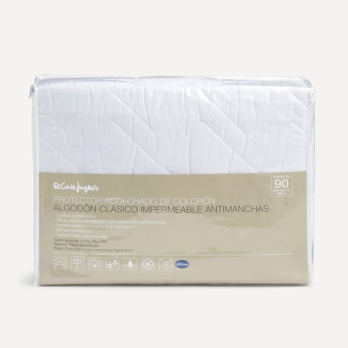 Protetor Acolchoado de Colchão Algodão Clássico Antimanchas Impermeável Branco-4