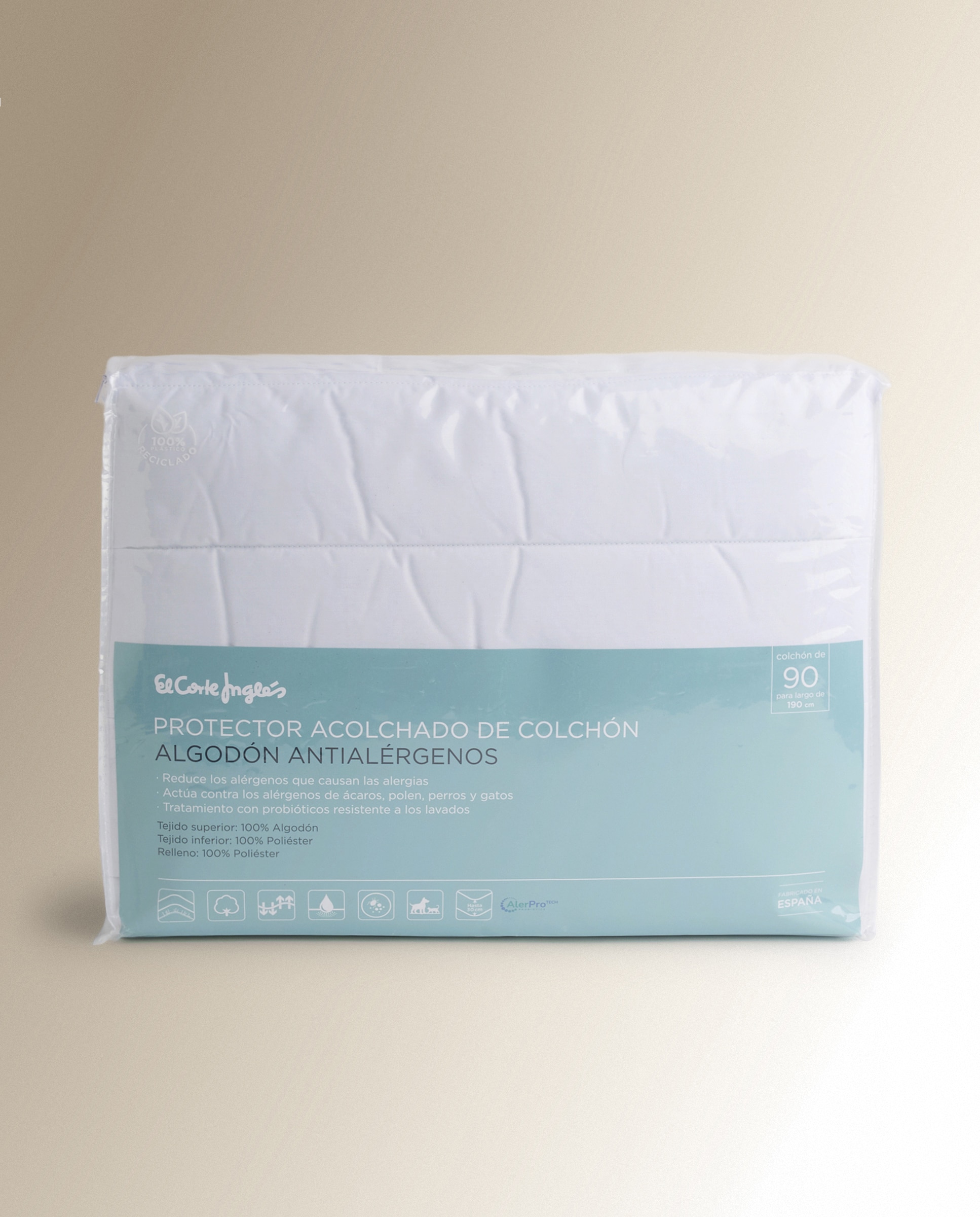 Protector de colchón acolchado Antialérgenos - Blanco Cama 105 x 190 cm Blanco-4