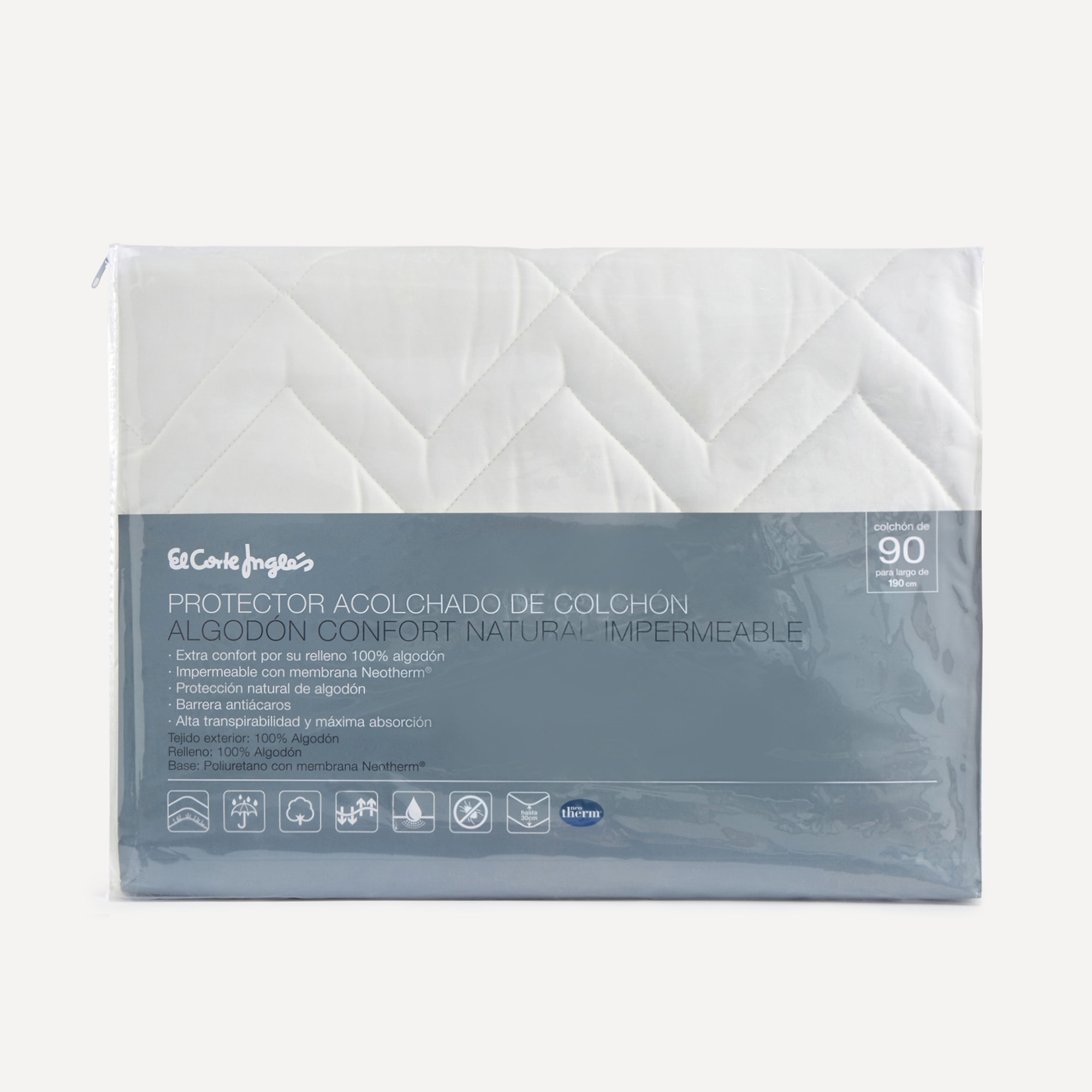 Protetor Acolchoado de Colchão Algodão Confort Natural Impermeável Branco-4