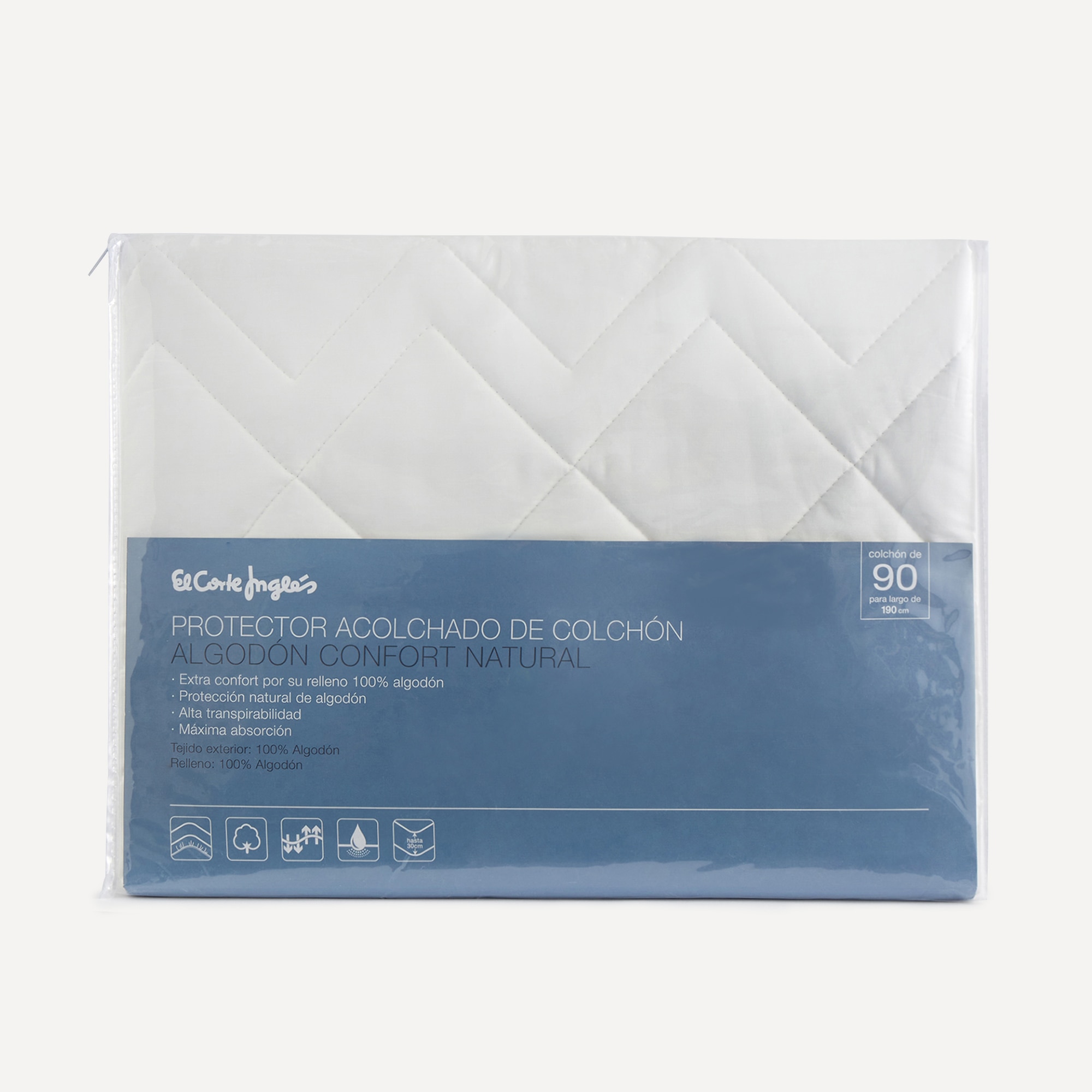 Protetor Acolchoado de Colchão Algodão Confort Natural Branco-4