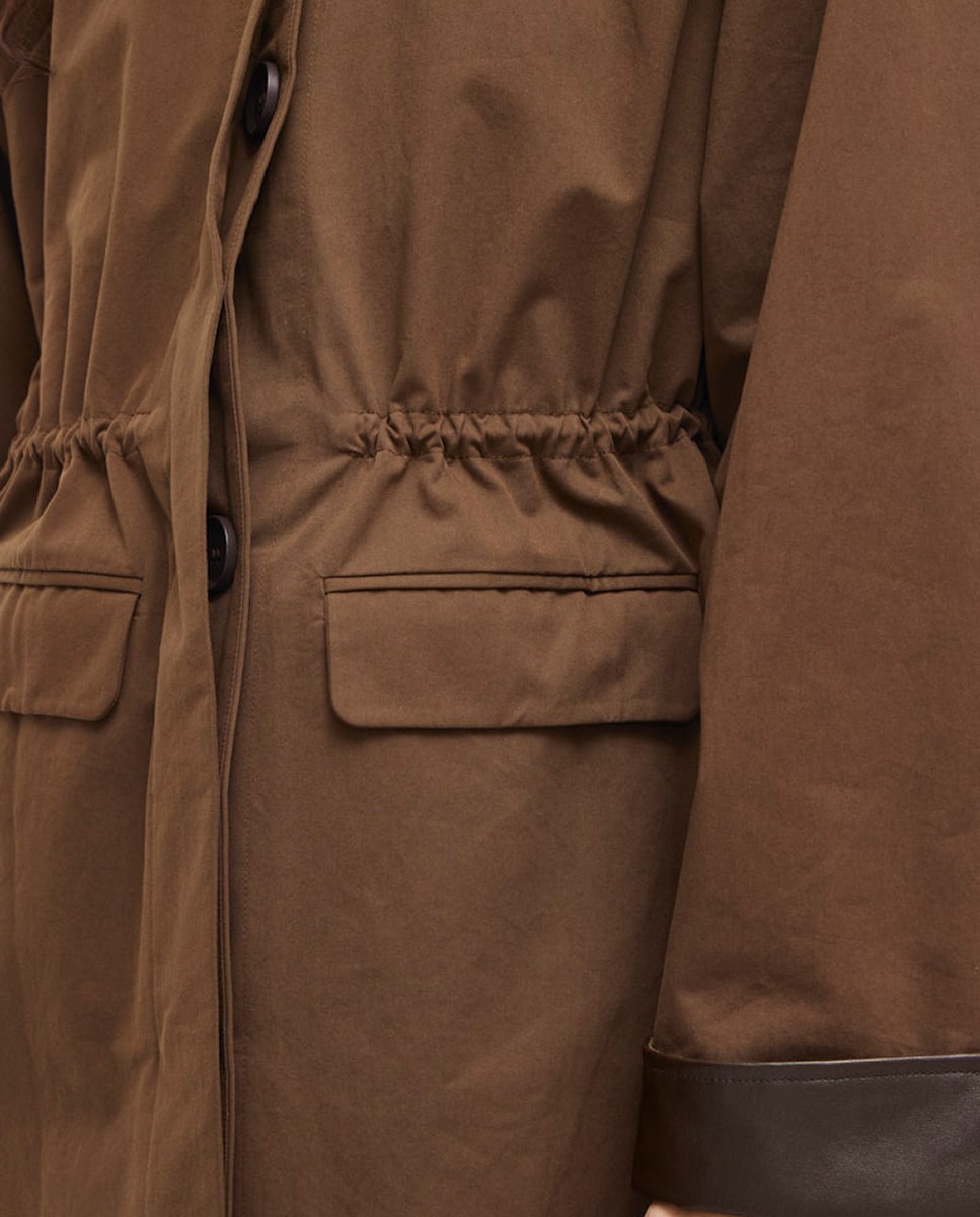 Sobretudo Tipo Parka Castanho-4
